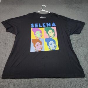 Selena Shirt Mens 2XL Black Pop Art Portrait Graphic Tee Tagless Cotton Music